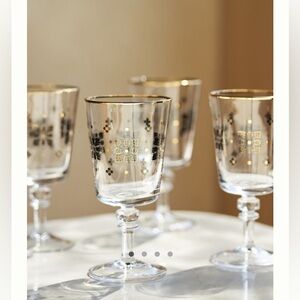 Anthropologie Bistro Tile wine glass set of 2 NWT